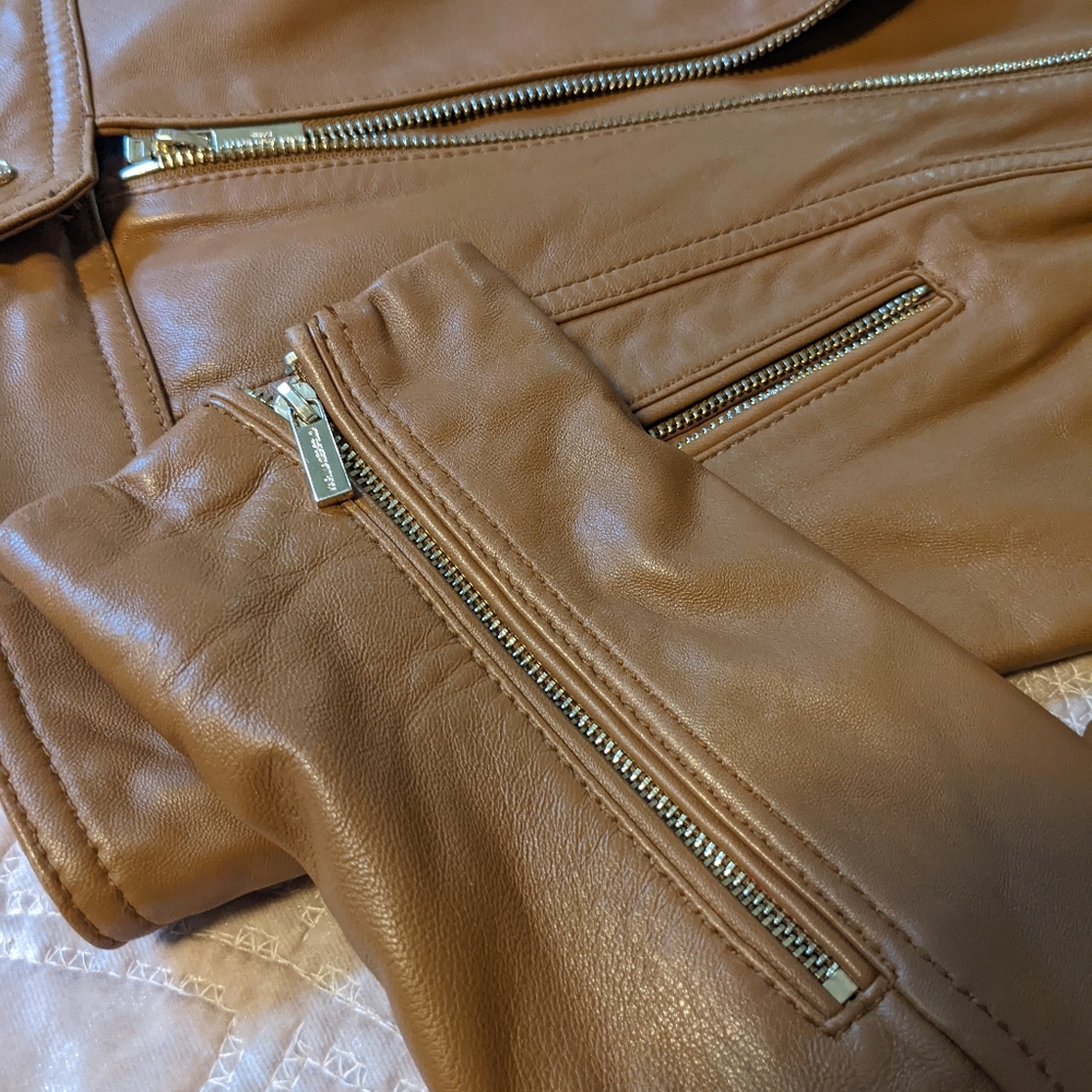 NWOT Karl Lagerfeld Genuine Leather Moto Jacket - Picture 4 of 14